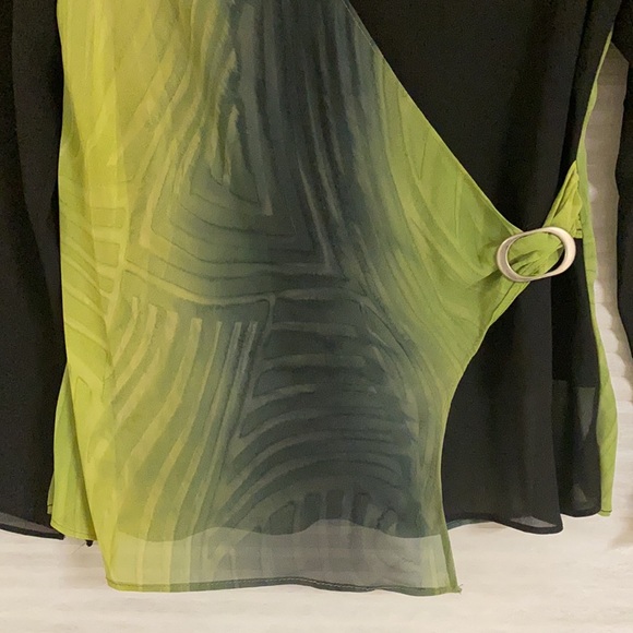Long sleeve Chiffon blouse green and black - Picture 2 of 4